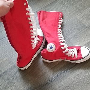 red thigh high converse